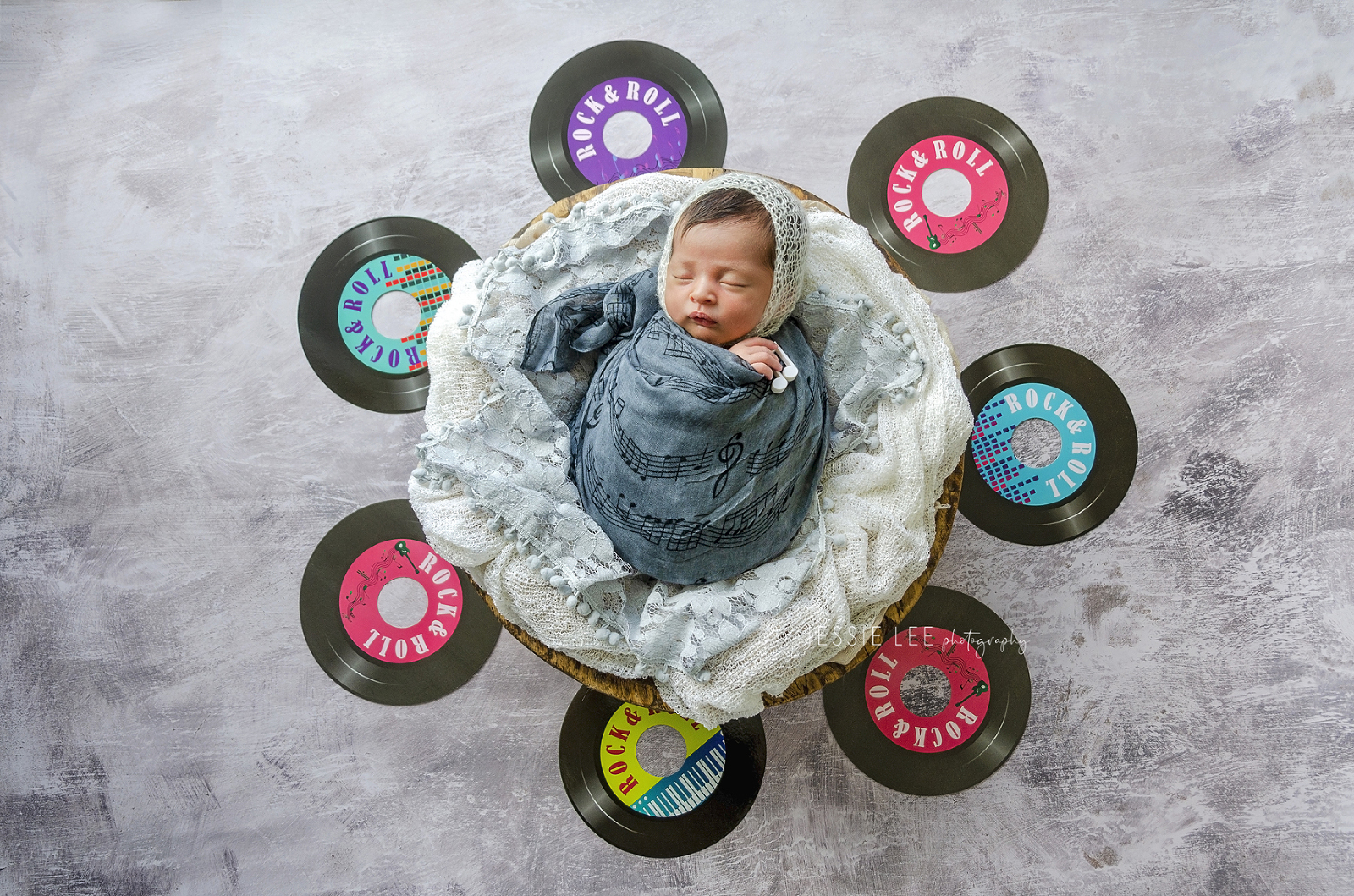 Newborn photography baby girl with music south florida miami beach jessie lee photography